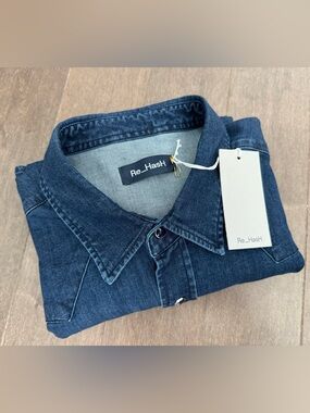 Re-Hash Men Jeans Dark Indigo Denim Western Shirt “Tex” size Large